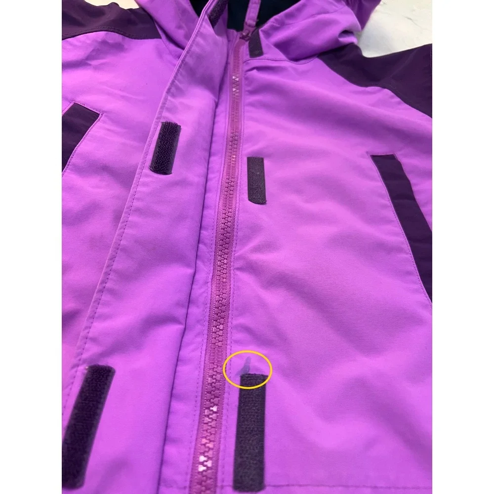 Lands End Girls Squall Waterproof Parka Purple Lined Jacket XL‎ 14-16 524565